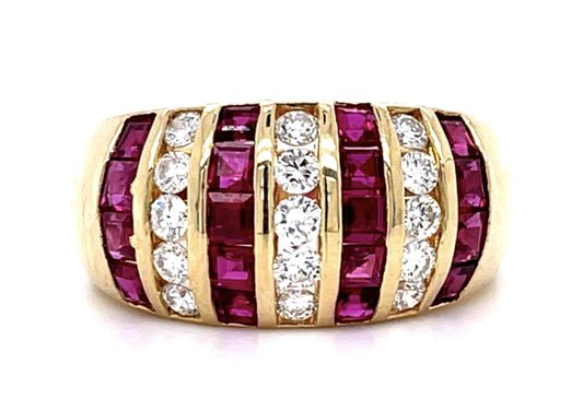 1.61ct Ruby .49ct Diamond 18KY Band