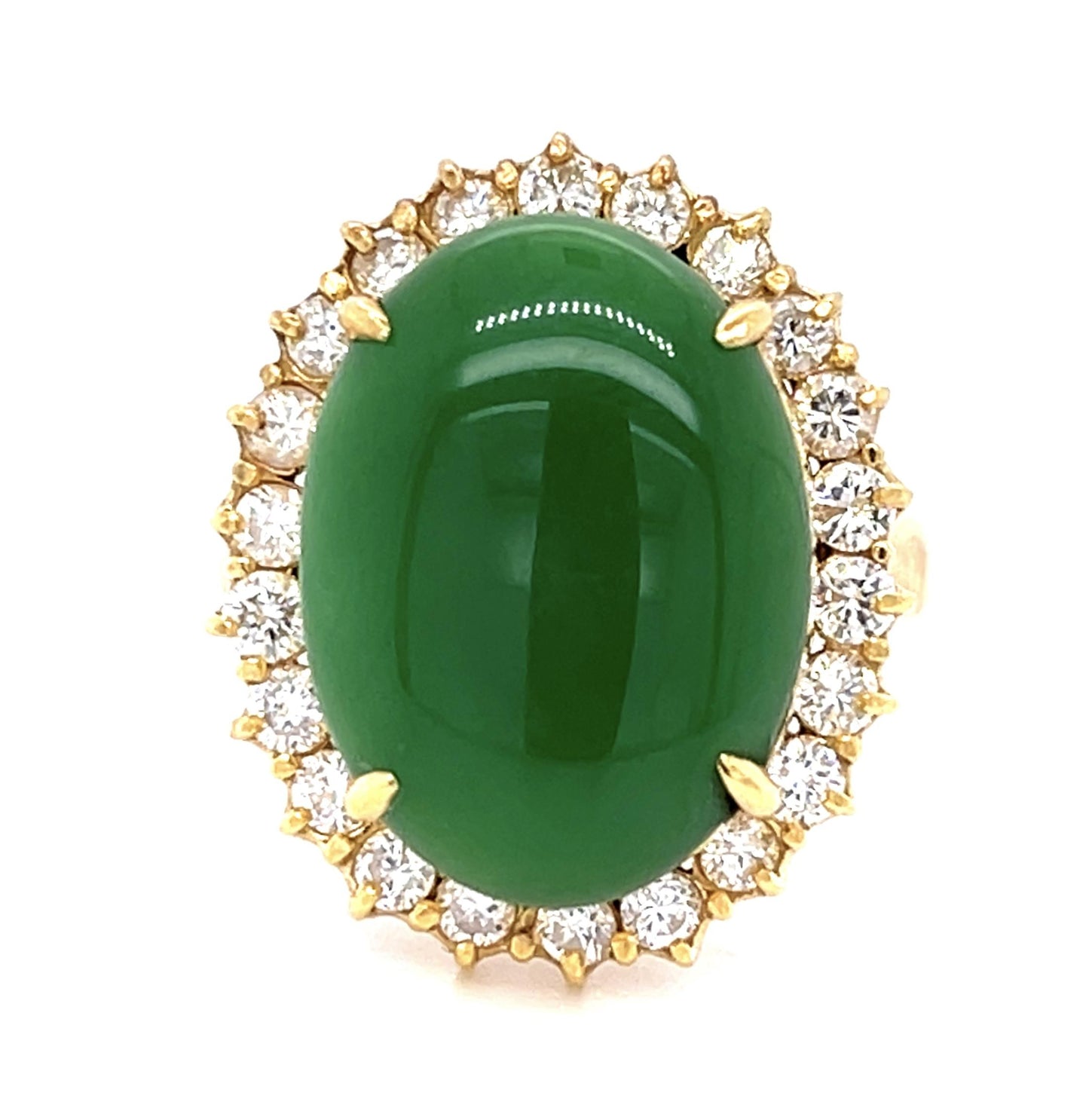 9.75ct Jade 1.15ct Diamond 18KY Ring