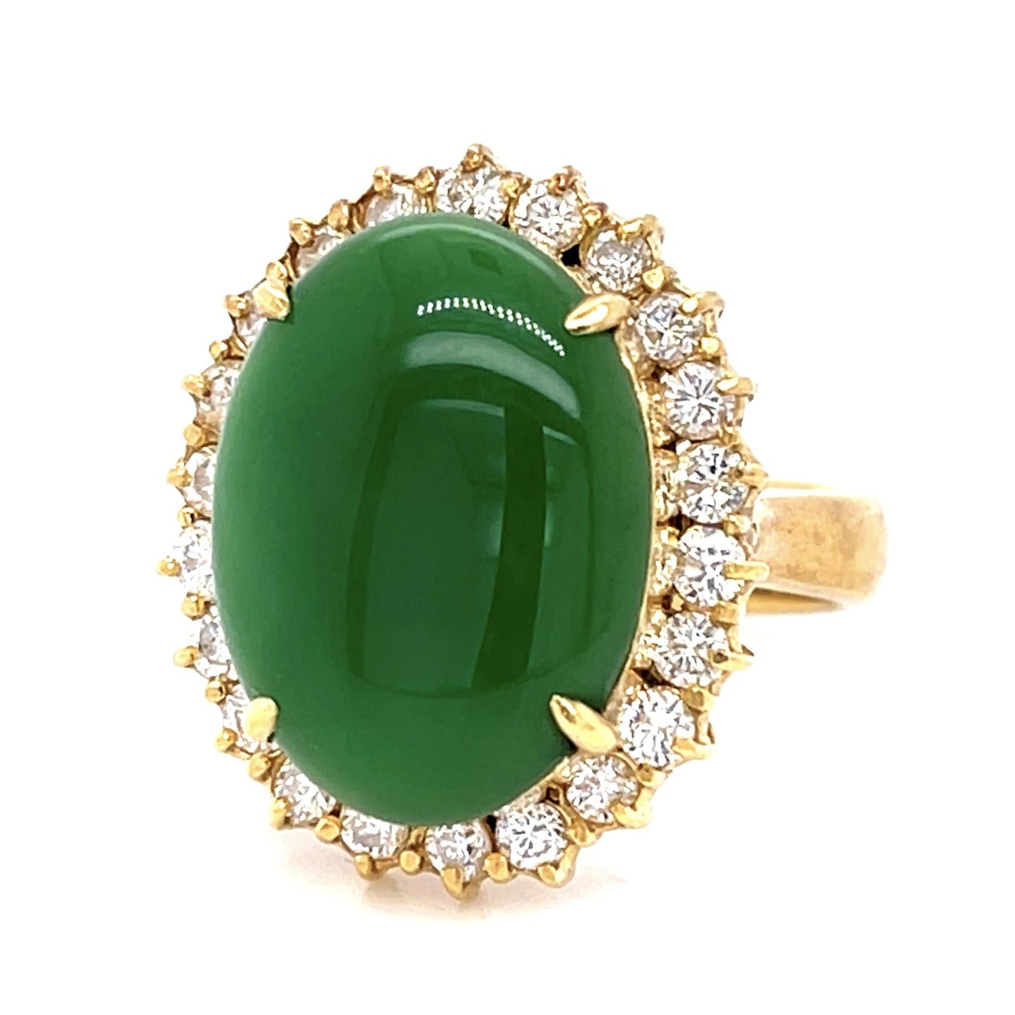 9.75ct Jade 1.15ct Diamond 18KY Ring