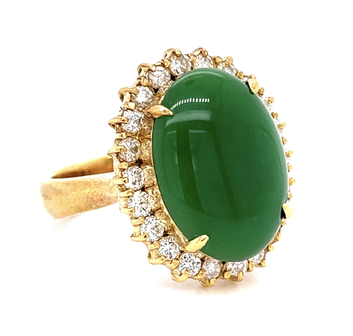 9.75ct Jade 1.15ct Diamond 18KY Ring