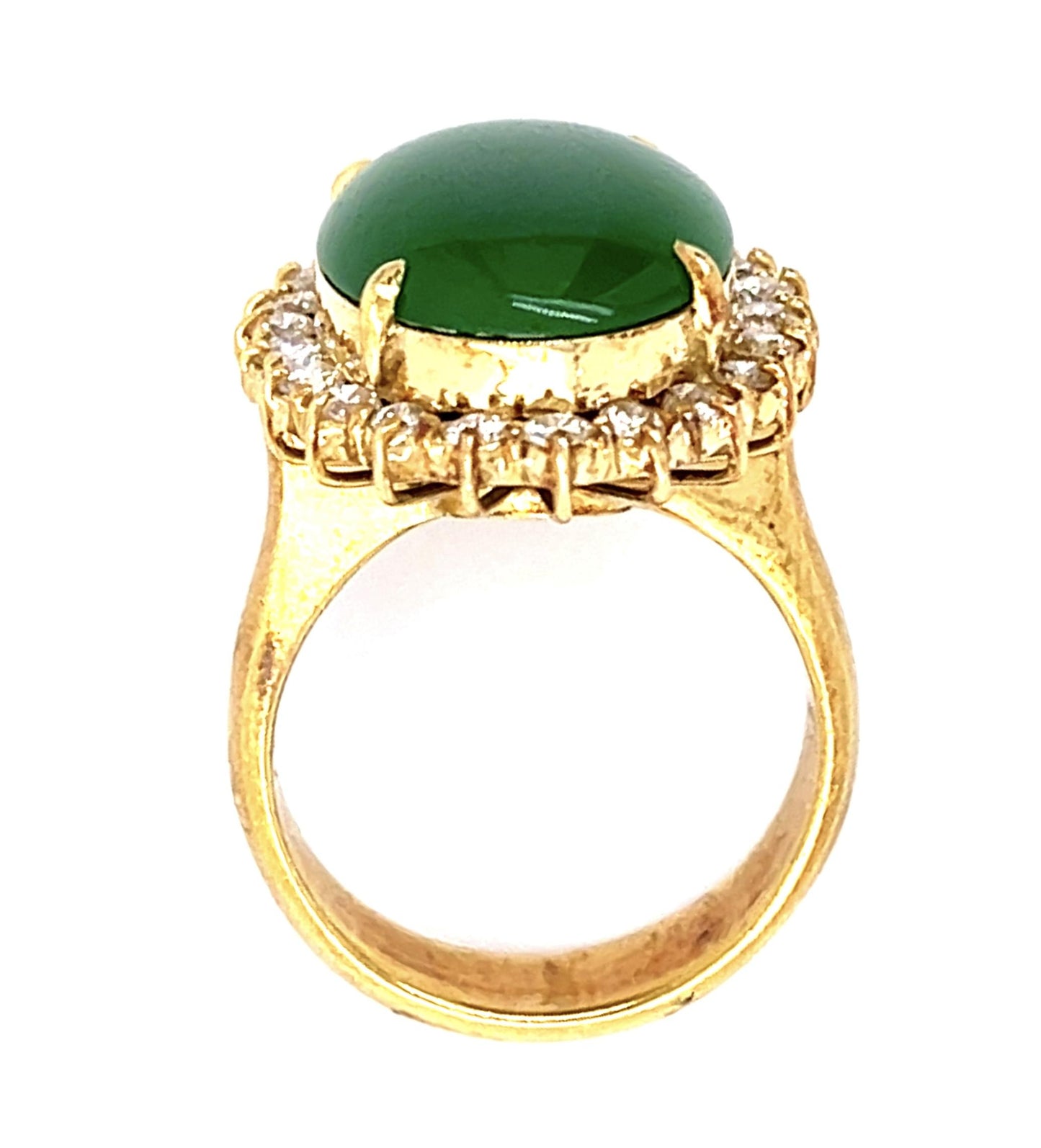 9.75ct Jade 1.15ct Diamond 18KY Ring