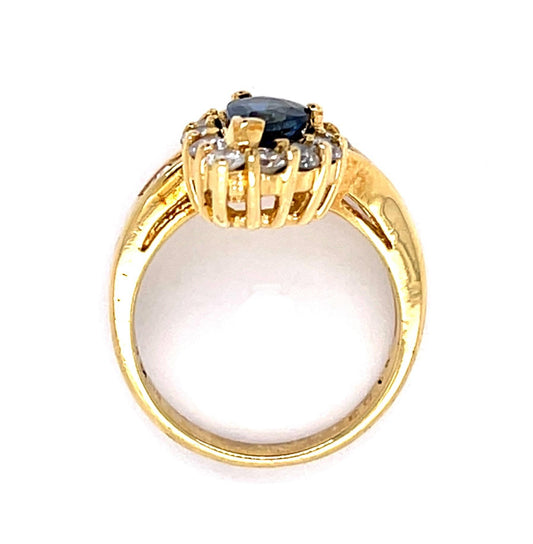 1.03ct Sapphire 1.31ct Diamond 18KY Ring
