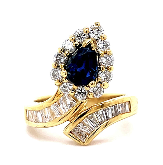 1.03ct Sapphire 1.31ct Diamond 18KY Ring