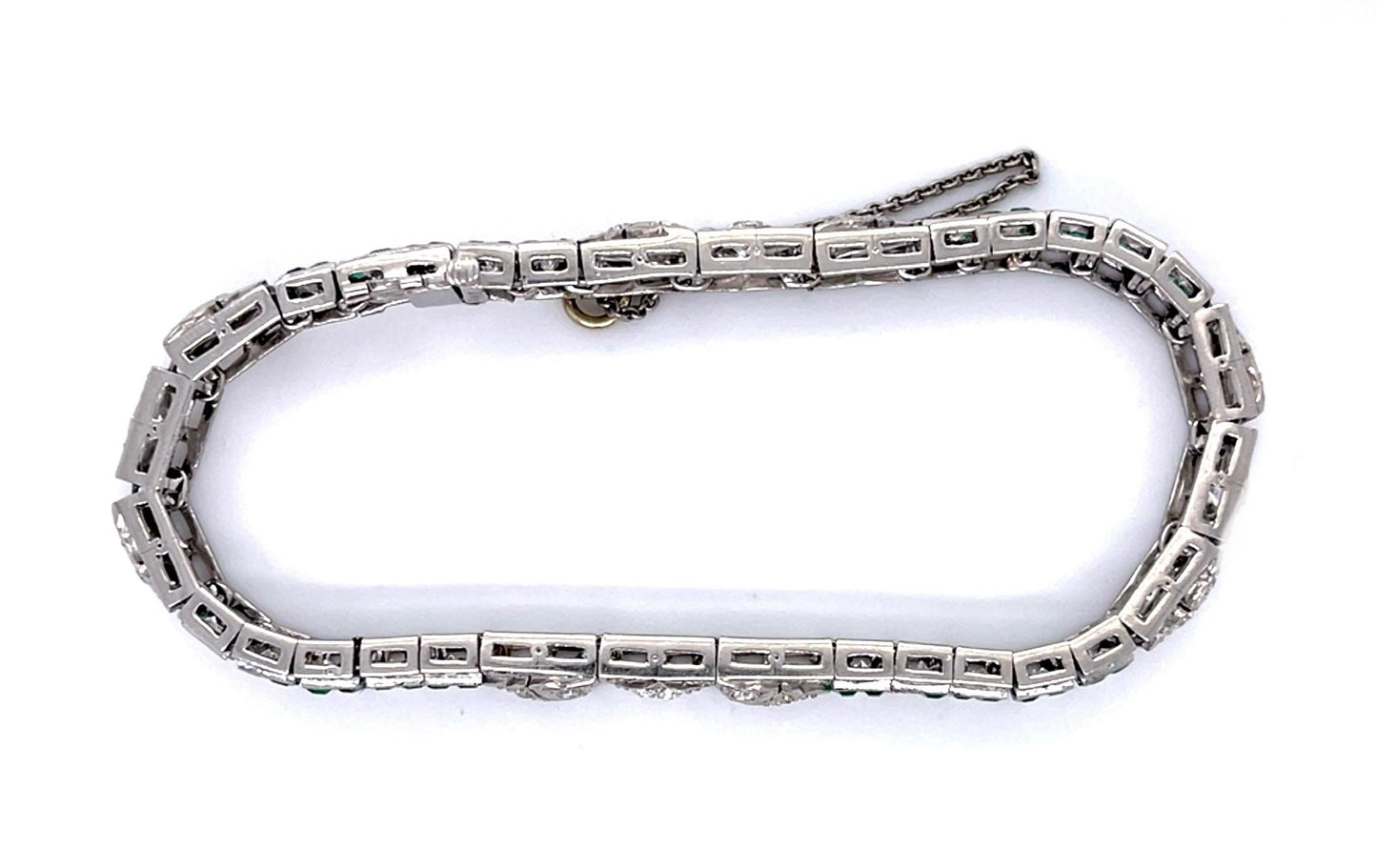 Original Art Deco 1ct (4 Center Diamonds) 2ct Eme PT Bracelet (1920s) 4.50ct SD