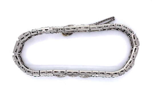 Original Art Deco 1ct (4 Center Diamonds) 2ct Eme PT Bracelet (1920s) 4.50ct SD