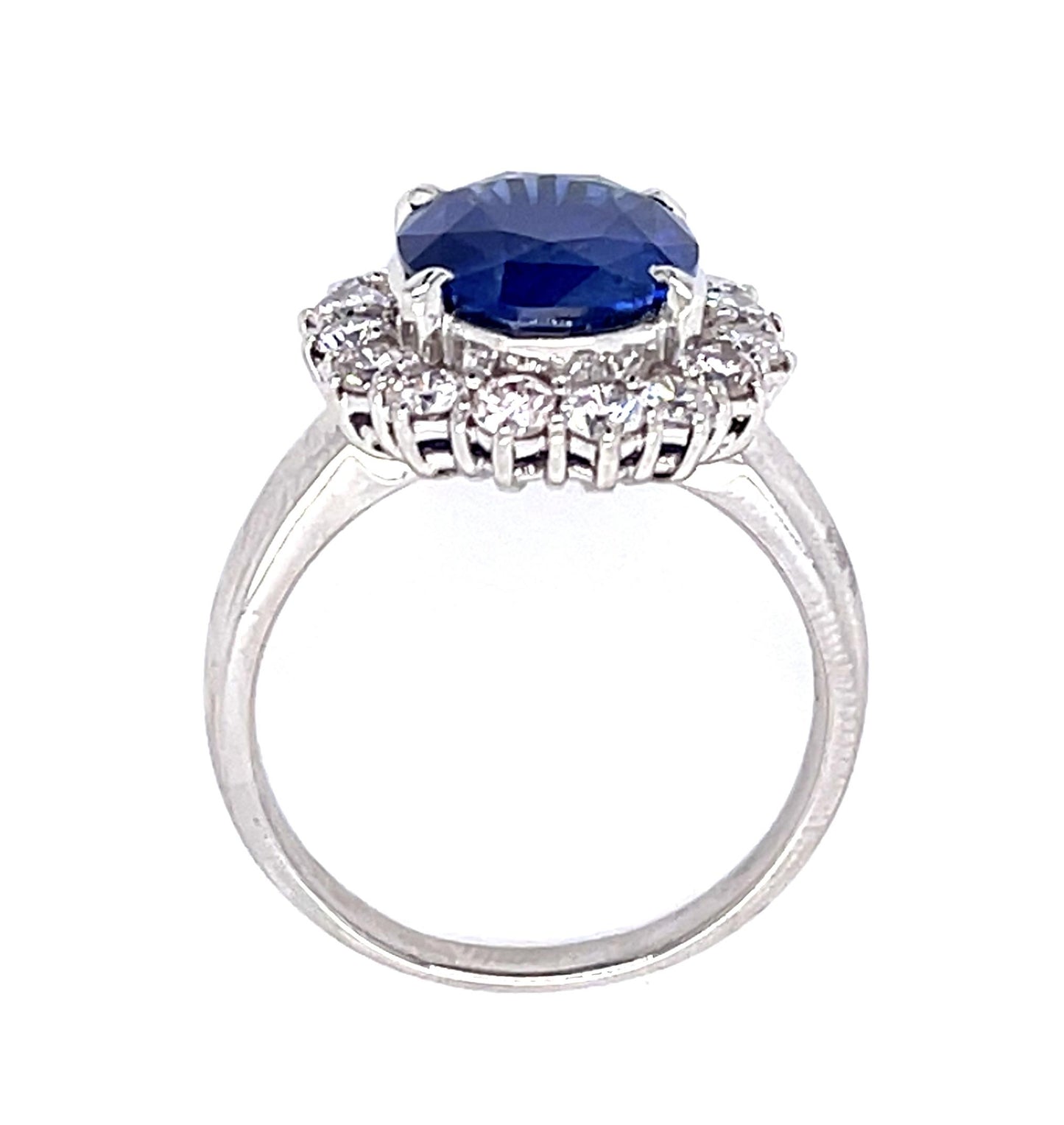5.17ct Sapphire 1.09ct Diamond PT Ring (Estate 1970s)