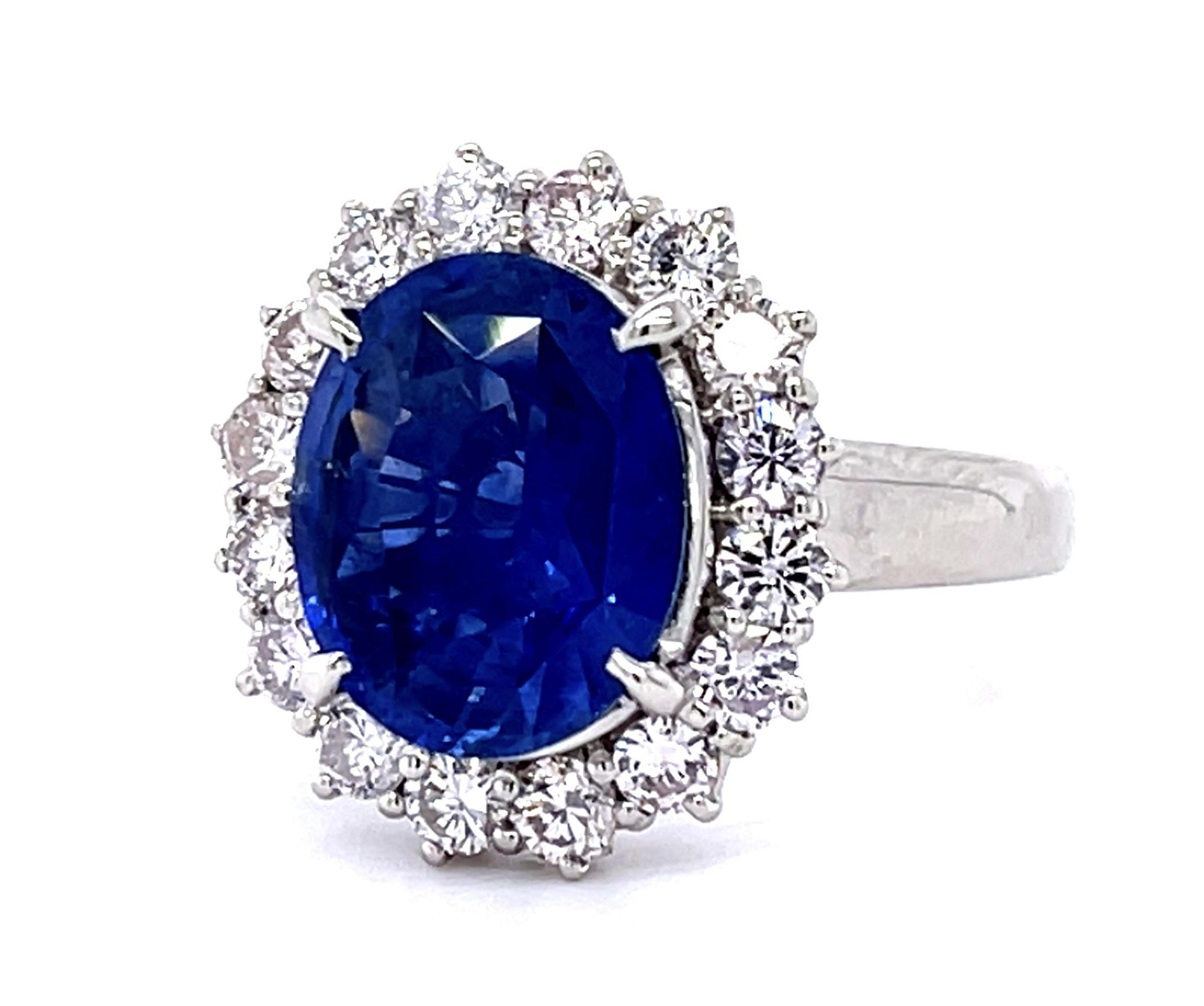 5.17ct Sapphire 1.09ct Diamond PT Ring (Estate 1970s)