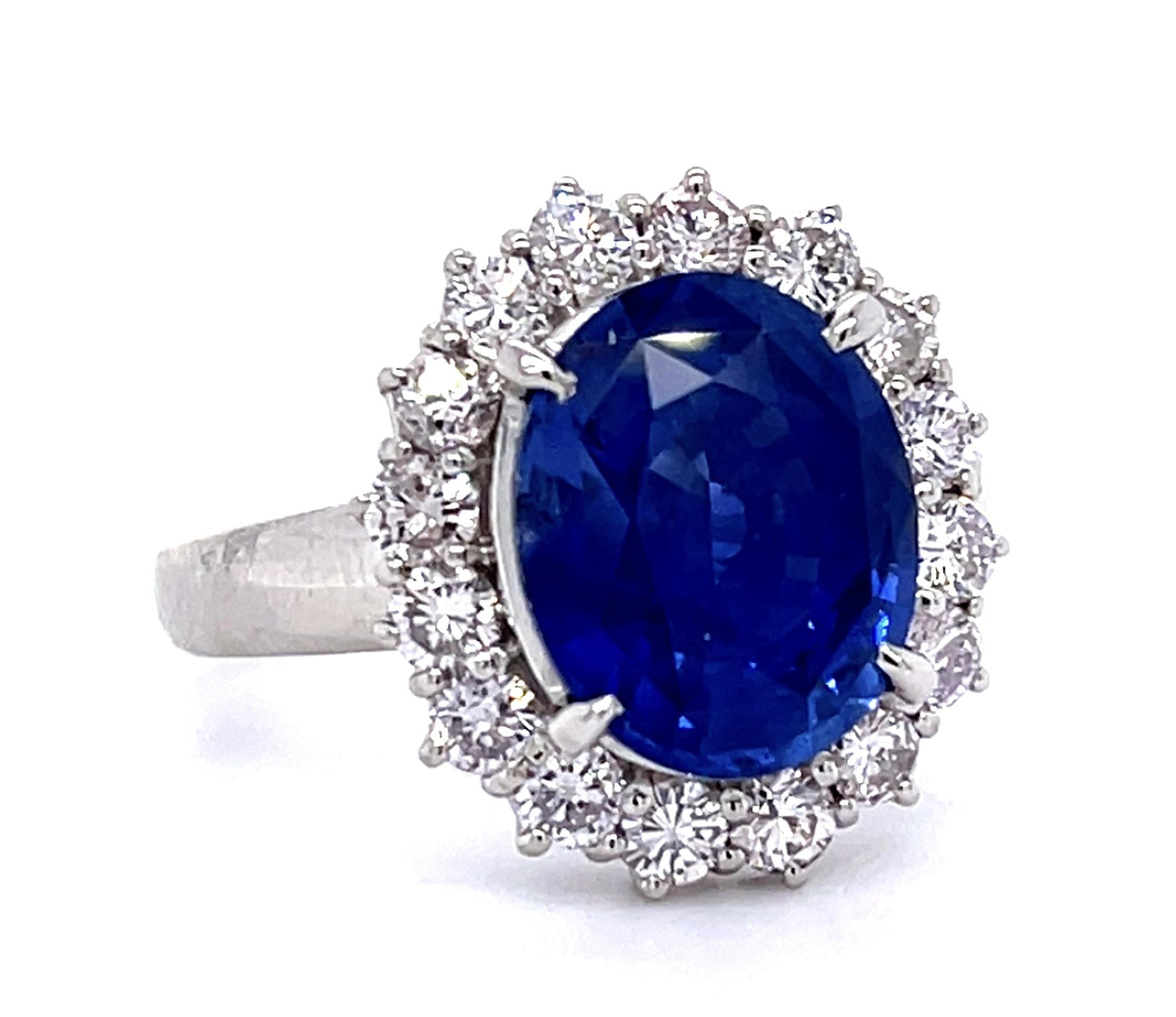5.17ct Sapphire 1.09ct Diamond PT Ring (Estate 1970s)