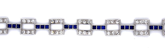 Art Deco 6.50ct Diamond 5ct Sapphire PT Bracelet (Vintage 1930s)