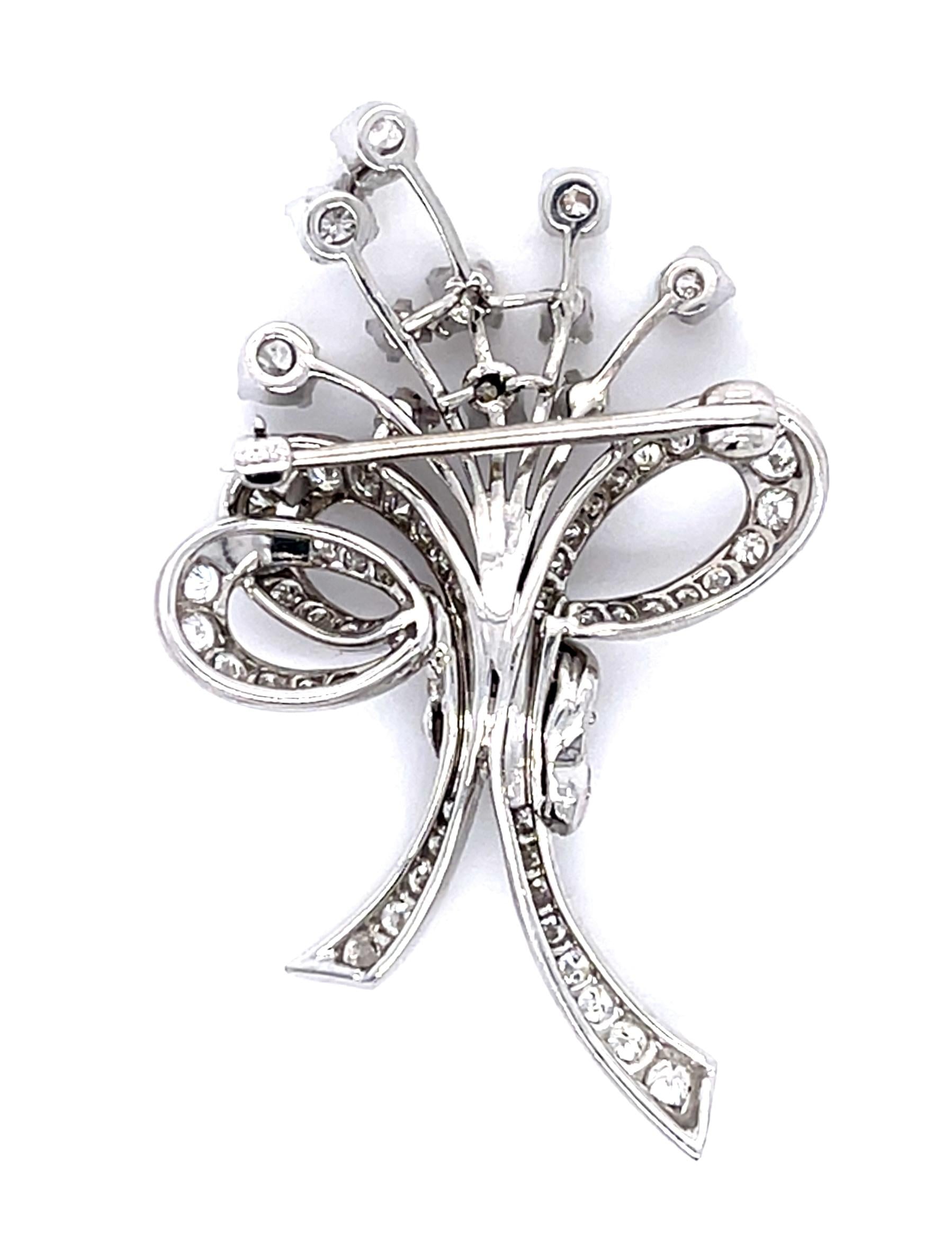 Original 3.80ct Diamond PT Bouquet Brooch (Vintage 1950s)