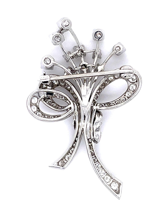Original 3.80ct Diamond PT Bouquet Brooch (Vintage 1950s)