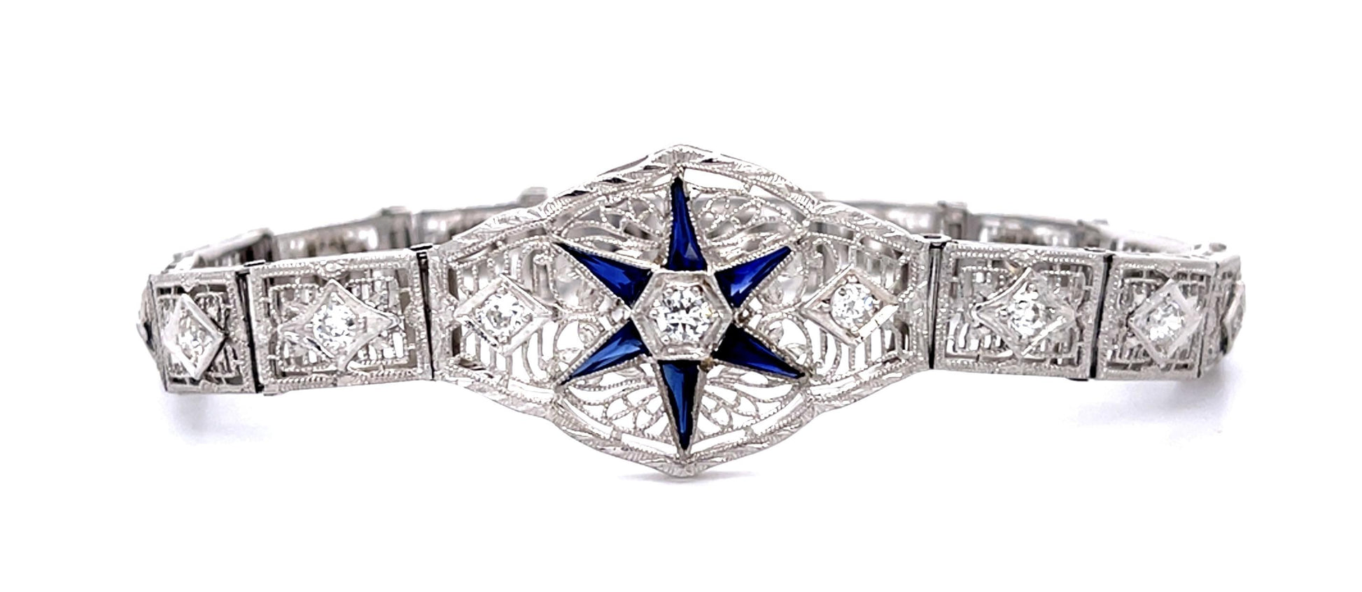 Original Art Deco 1.45ct Diamond 14KW Bracelet (Antique 1920s)