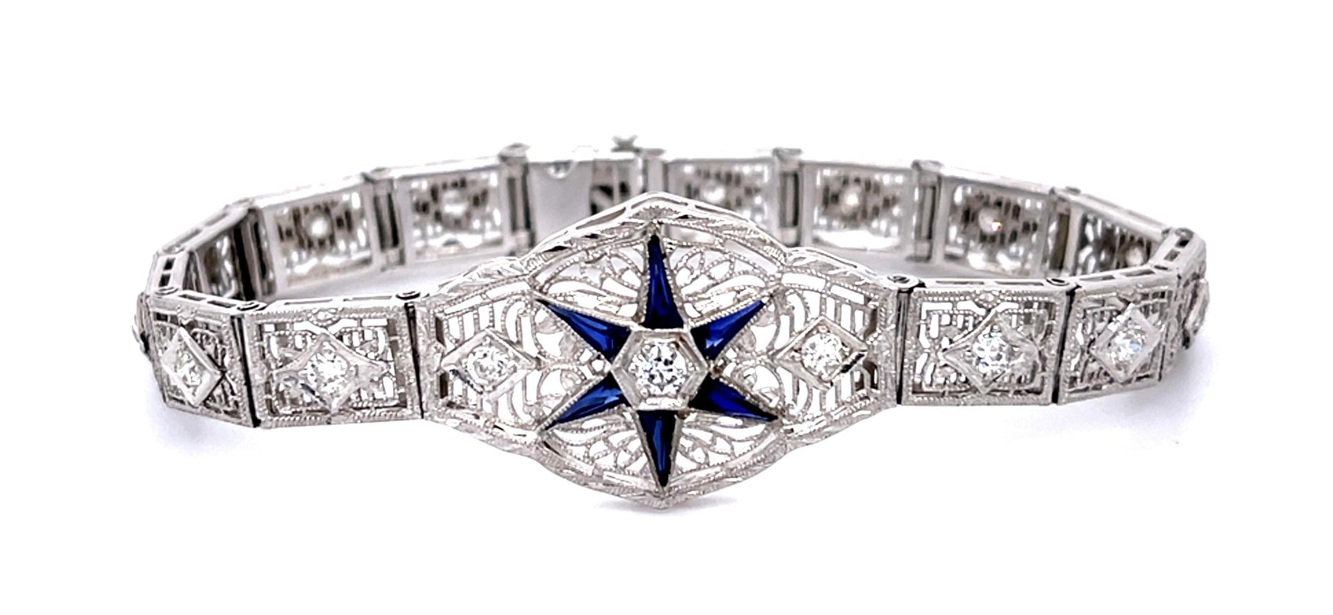 Original Art Deco 1.45ct Diamond 14KW Bracelet (Antique 1920s)