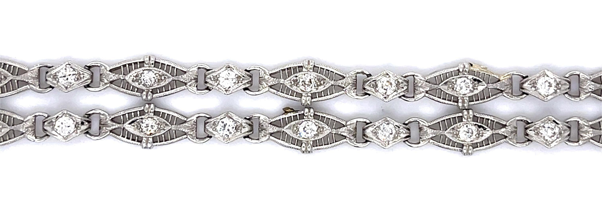 Art Deco 2.75ct Old European Diamond 14KW Double Bracelet (Antique 1920s)