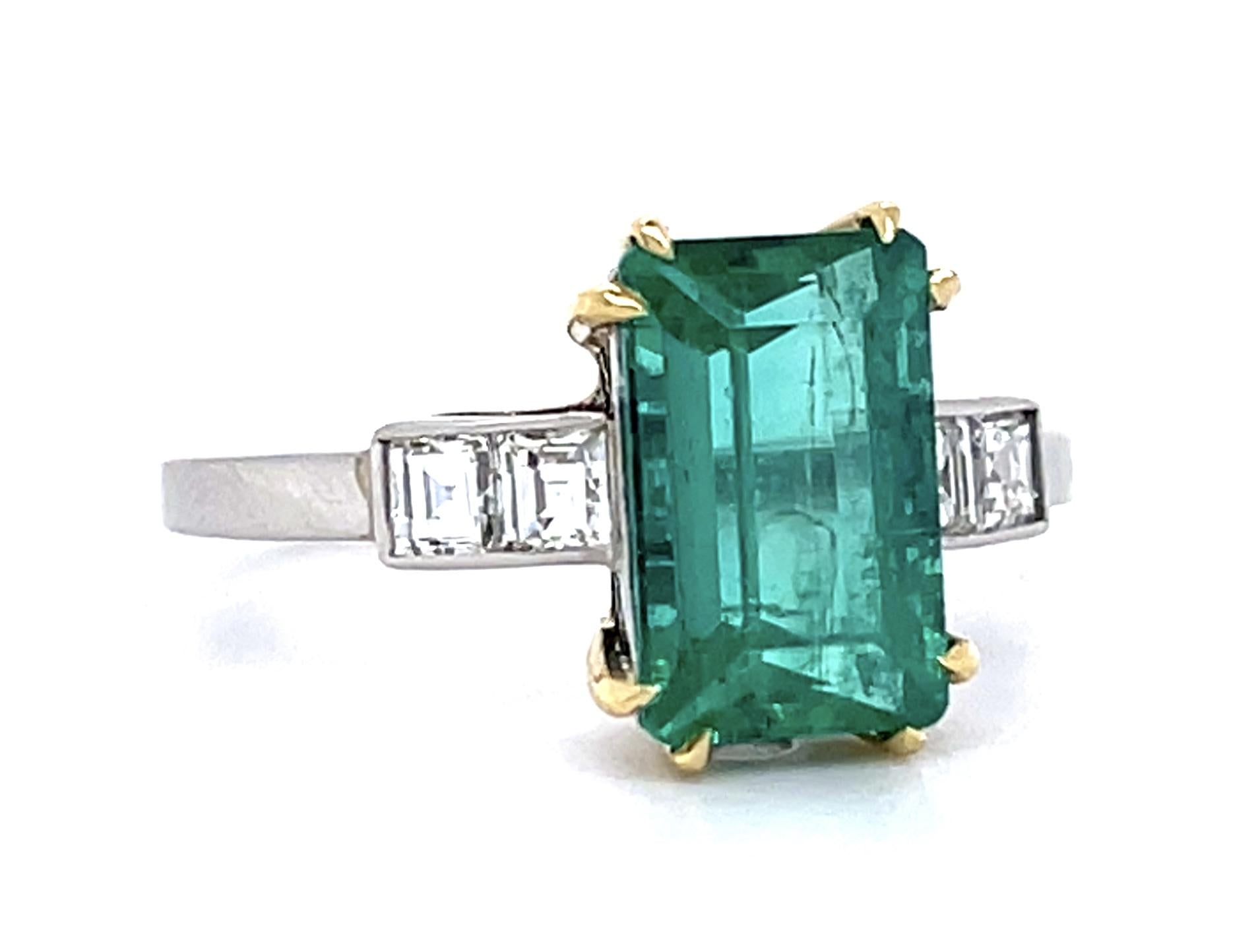 2.31ct Colombian Emerald (No Cert) .44ct Diamond PT Handmade Ring