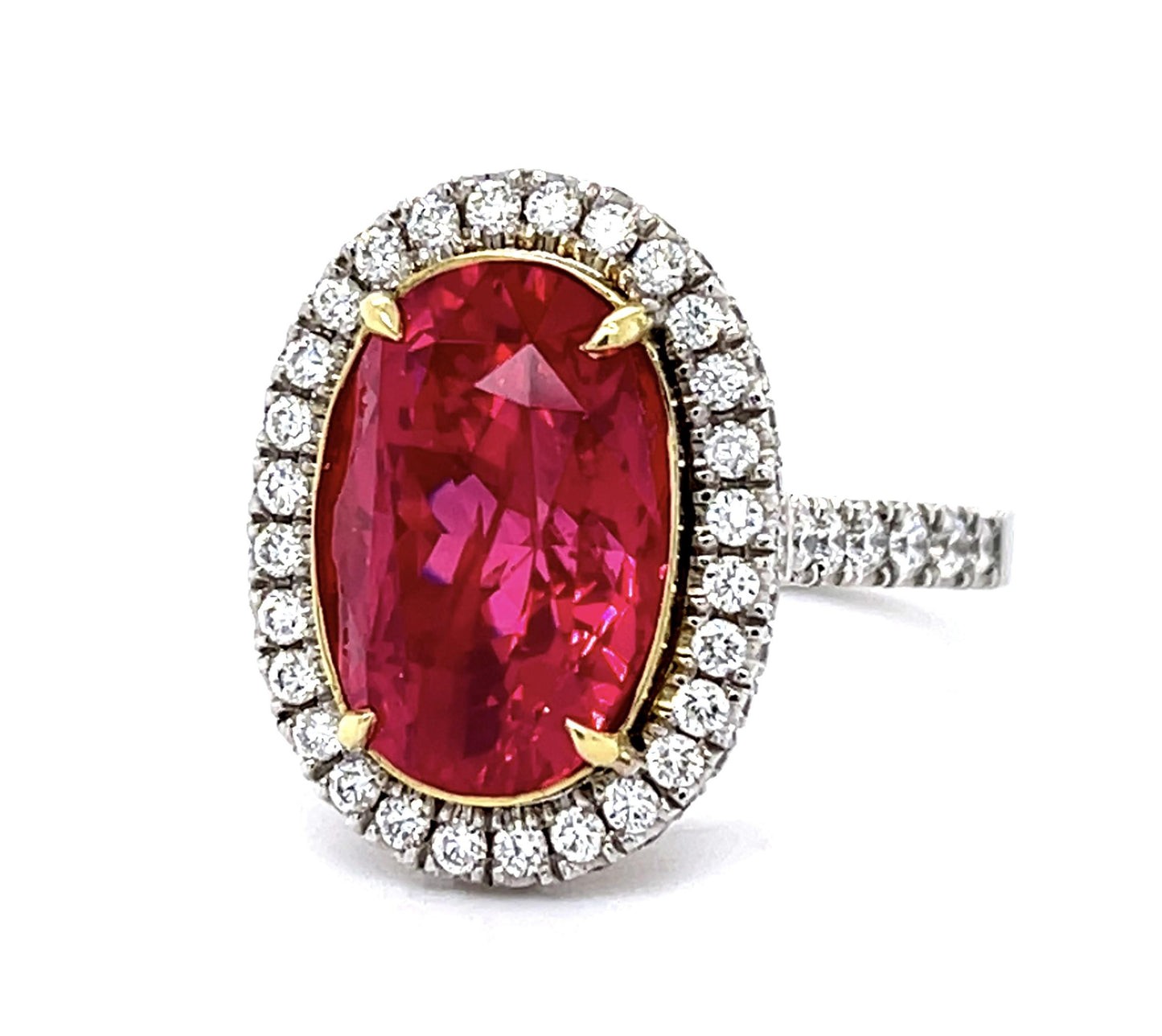 6.41ct GIA Red Spinel 1.30ct Diamond PT Ring