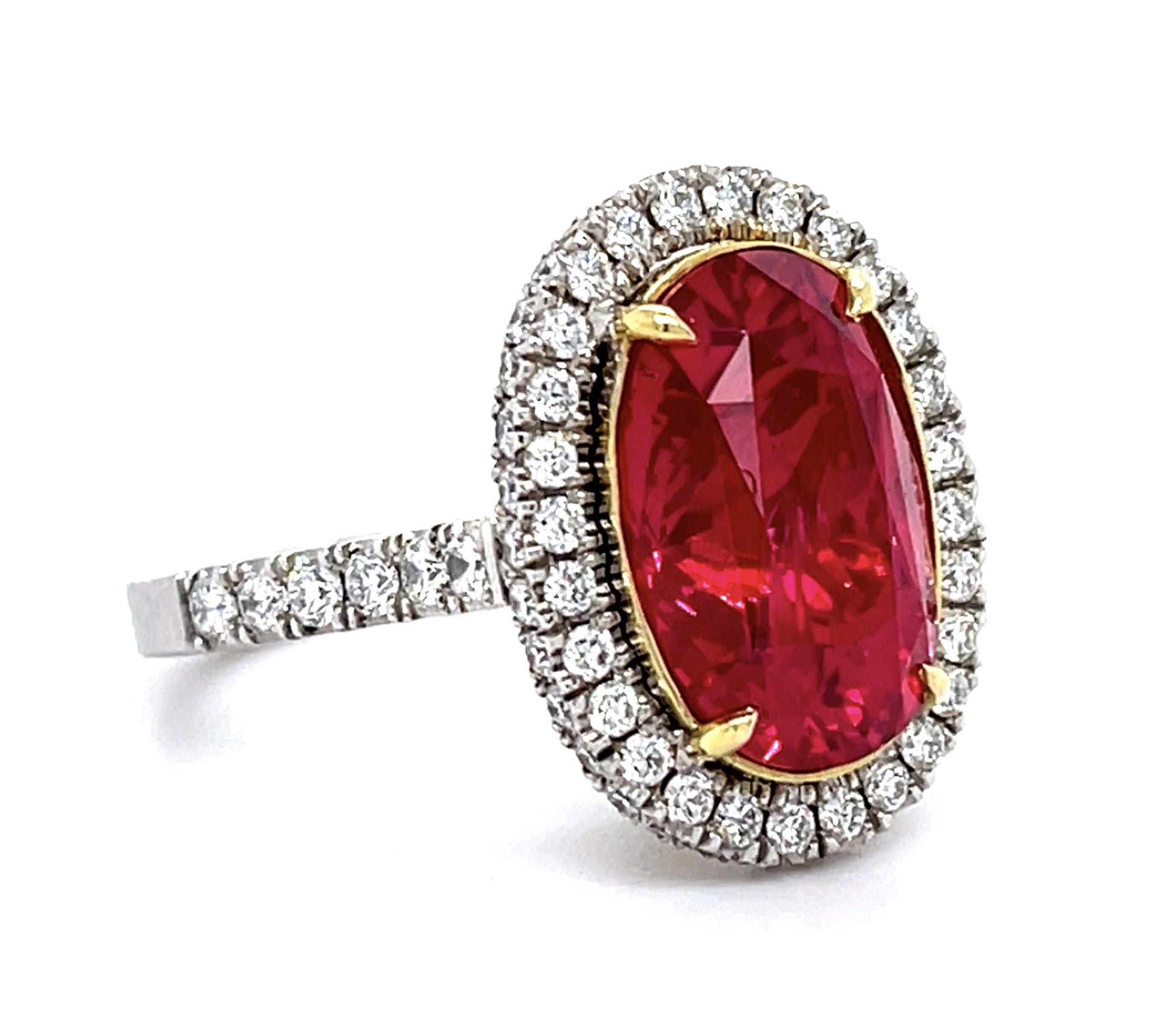6.41ct GIA Red Spinel 1.30ct Diamond PT Ring
