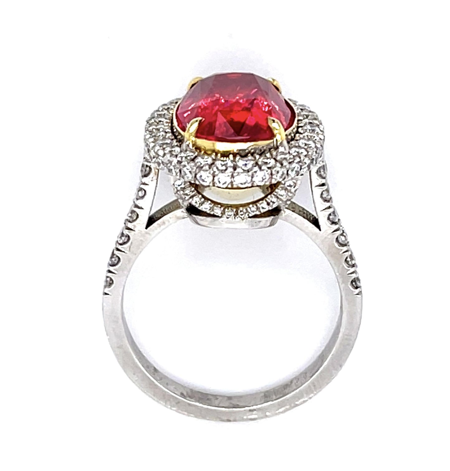 6.41ct GIA Red Spinel 1.30ct Diamond PT Ring