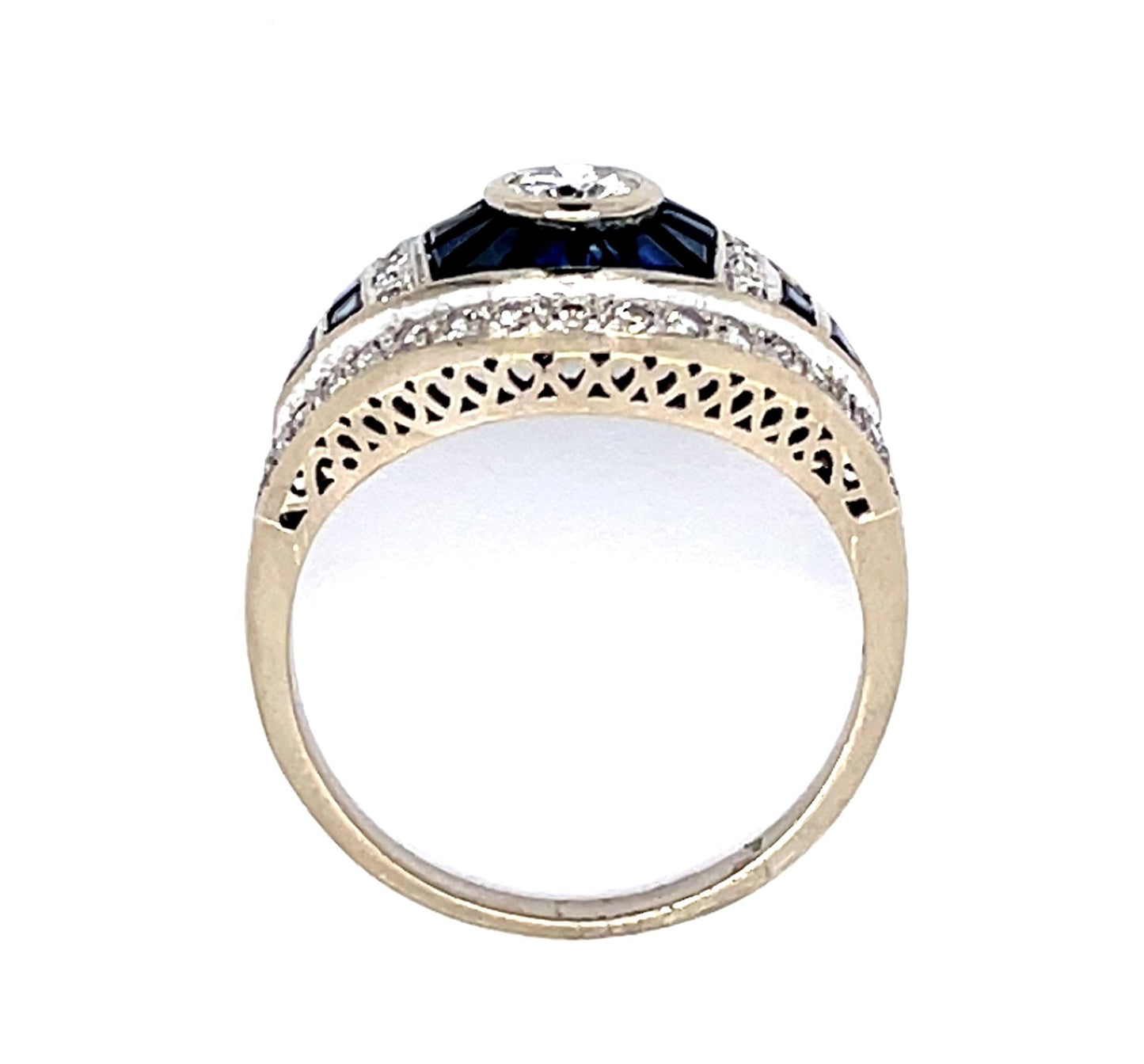 .25ct Round Center Diamond 1.80ct Sapphire 18KW Handmade Ring .85ct SD