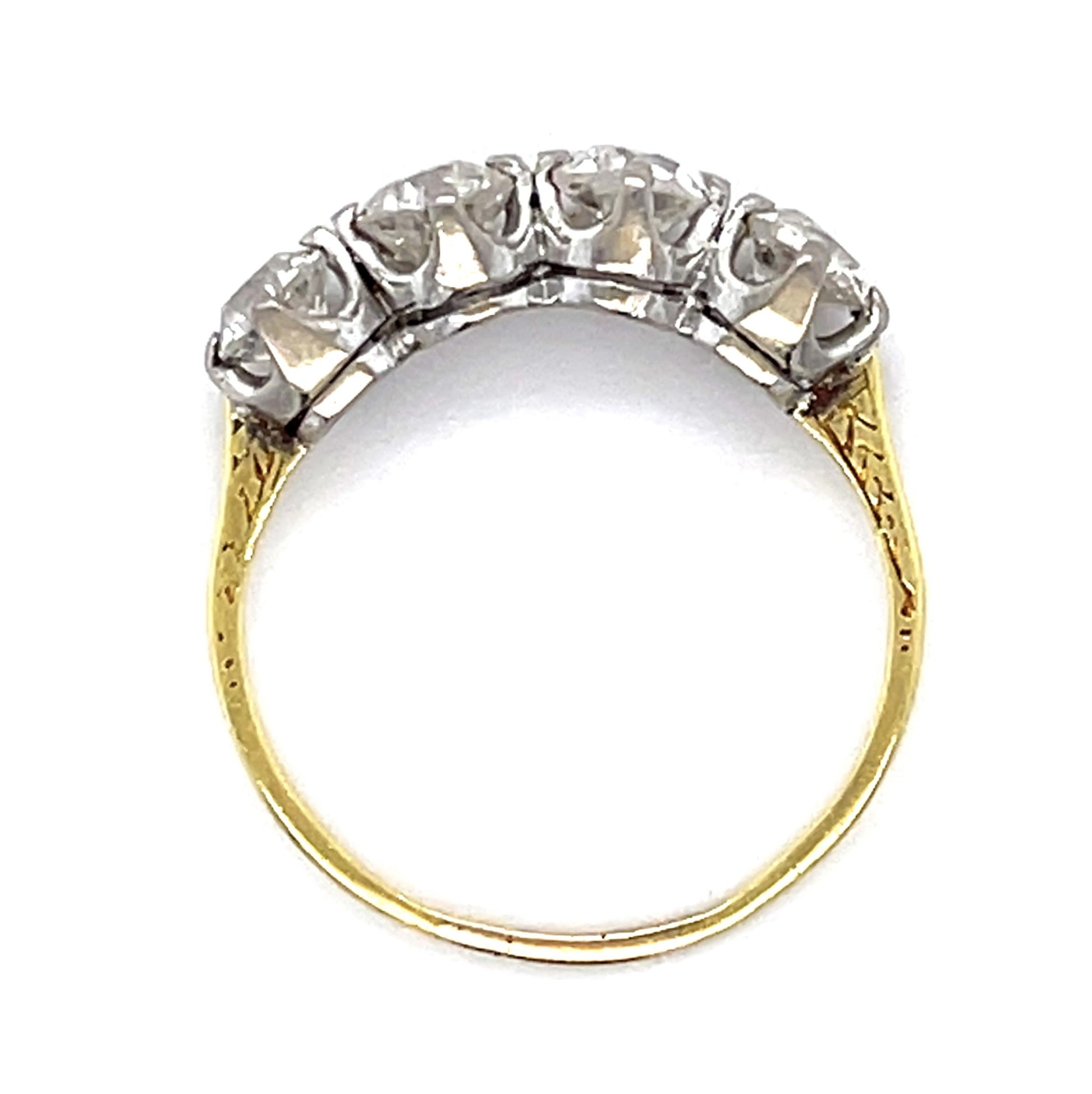 Art Deco 1.20ct Old Mine Diamond PT Four Stone Ring (Vintage 1930s)