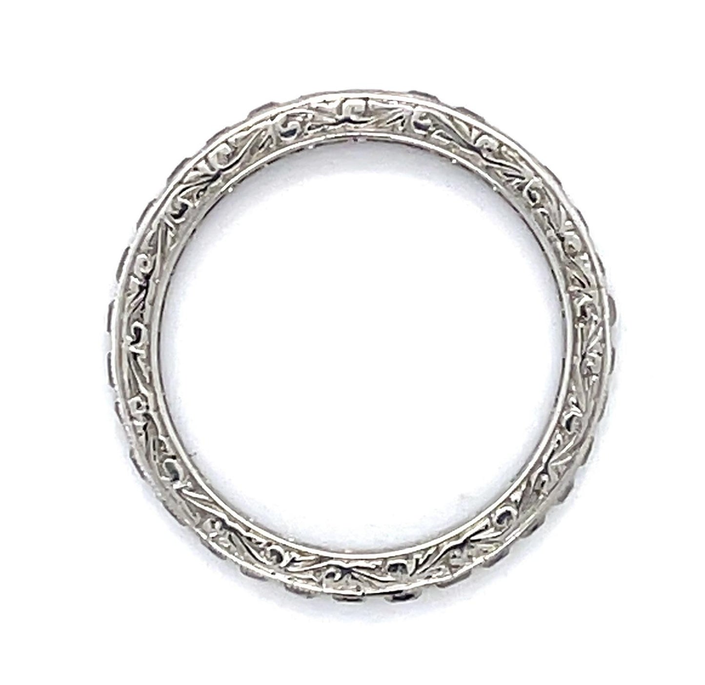 2ct Old Mine Diamond Platinum Hand Engraved + Handmade Band