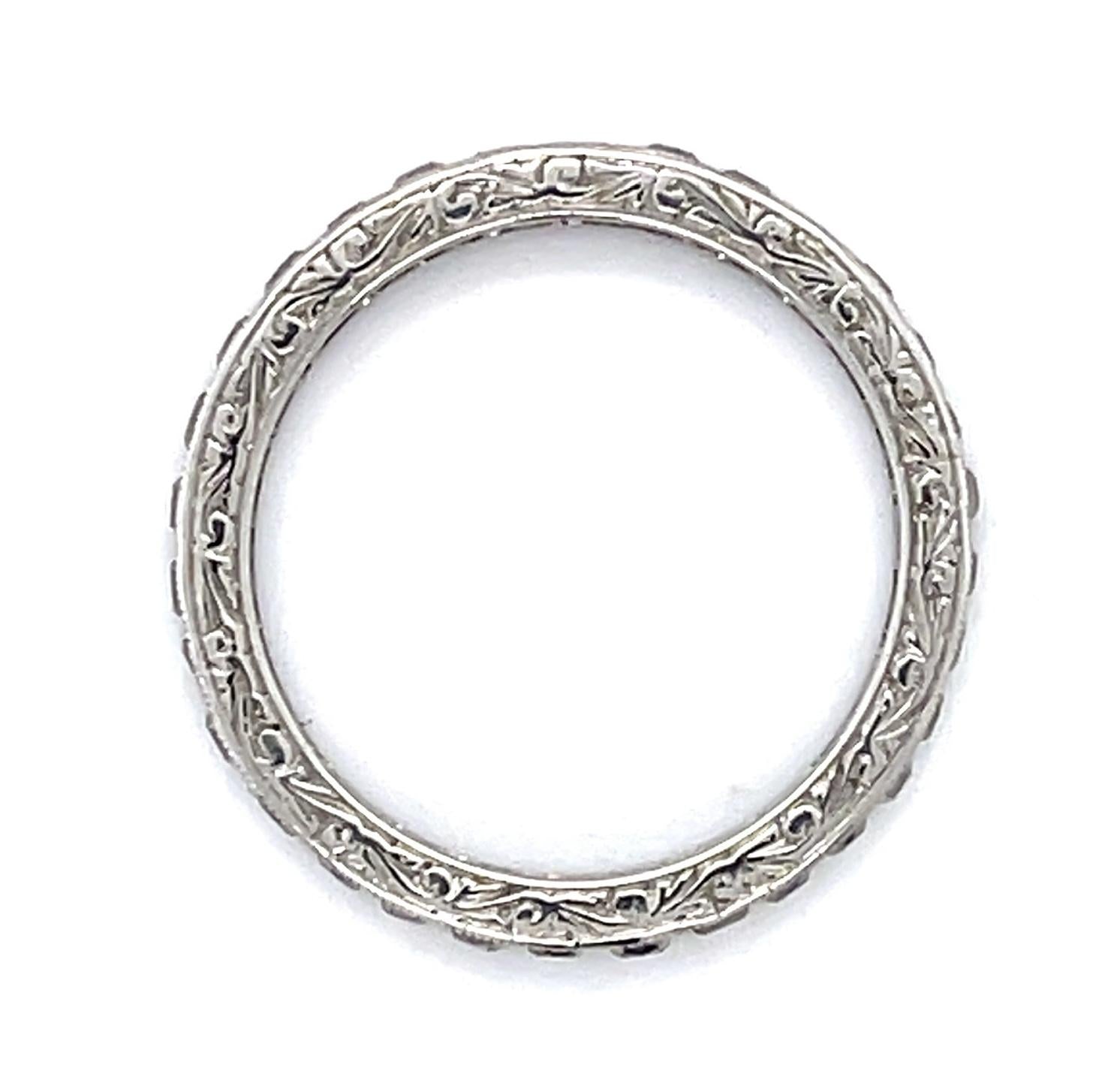 2ct Old Mine Diamond Platinum Hand Engraved + Handmade Band
