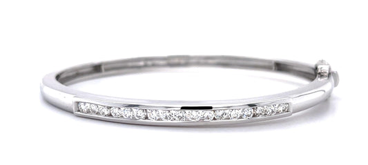 1.20ct Diamond 14KW Bangle Bracelet (Estate 1970s)