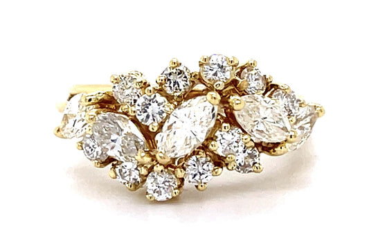1.80ct Diamond 18KY Cocktail Ring (Estate 1970s)
