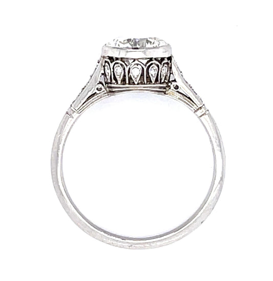 1.26ct Round Diamond PT Handmade Ring .24ct SD
