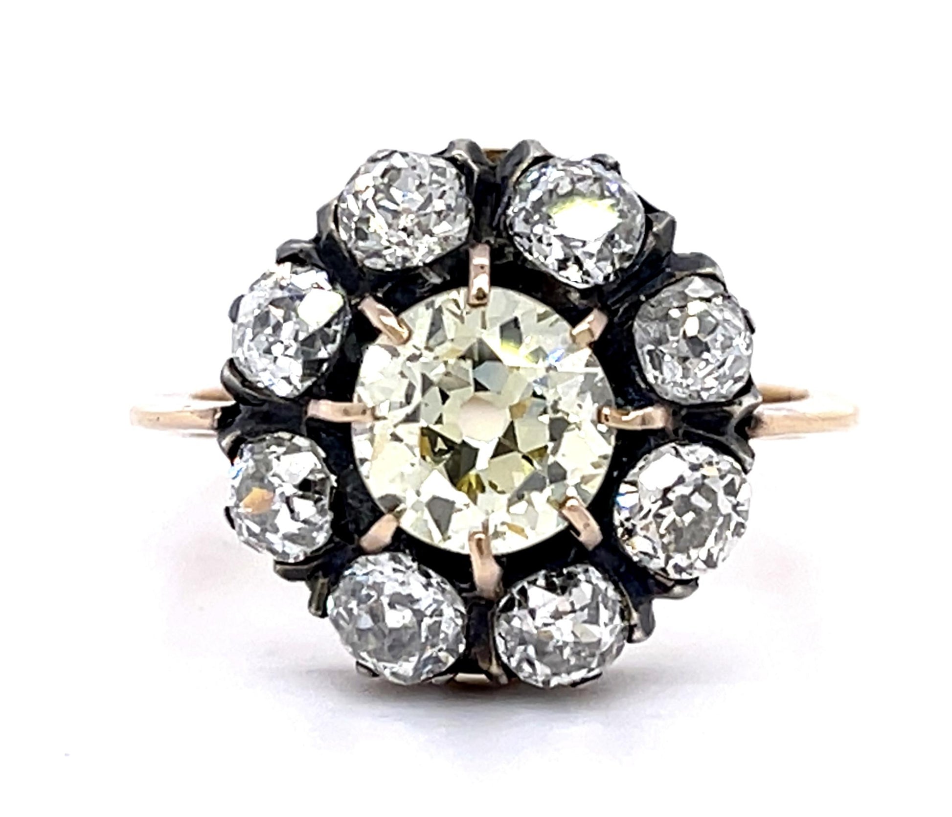1.64ct Fancy Yellow Old Mine Dia (No Cert) 14KY+Silver Handmade Ring 1.70ct SD
