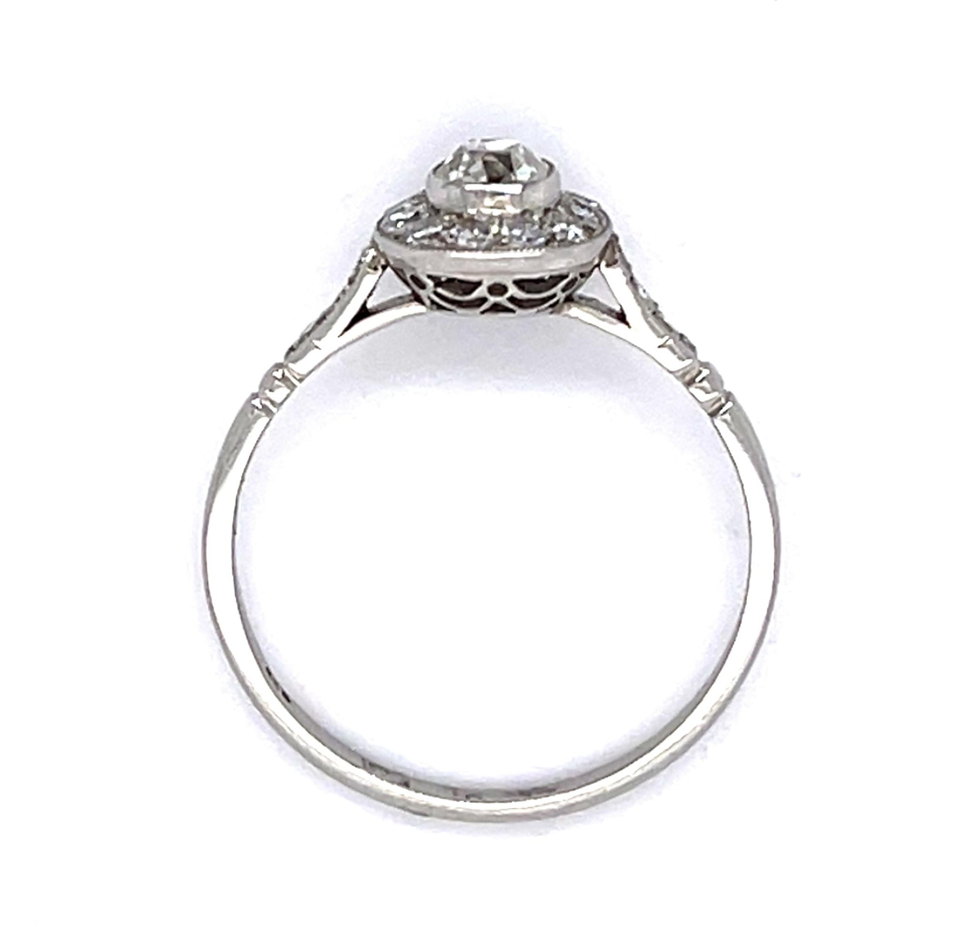 .42ct Old Mine Diamond PT Handmade Ring .50ct SD
