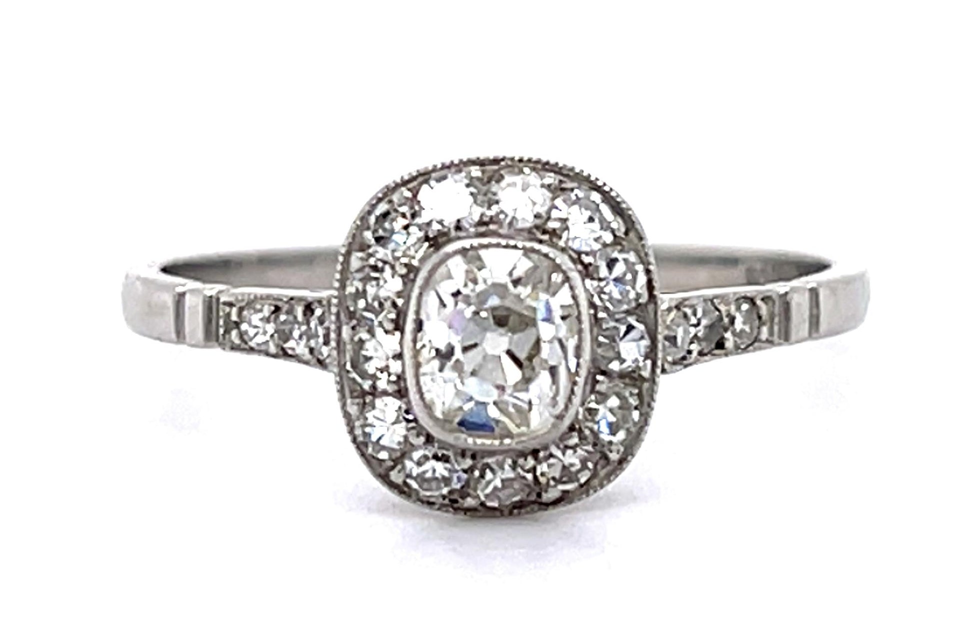 .42ct Old Mine Diamond PT Handmade Ring .50ct SD