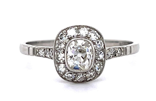 .42ct Old Mine Diamond PT Handmade Ring .50ct SD