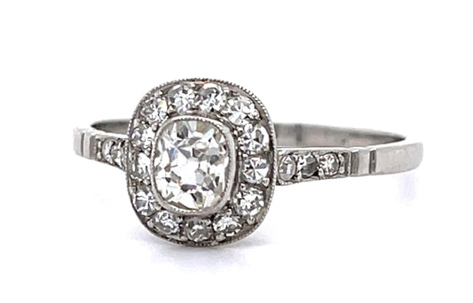 .42ct Old Mine Diamond PT Handmade Ring .50ct SD