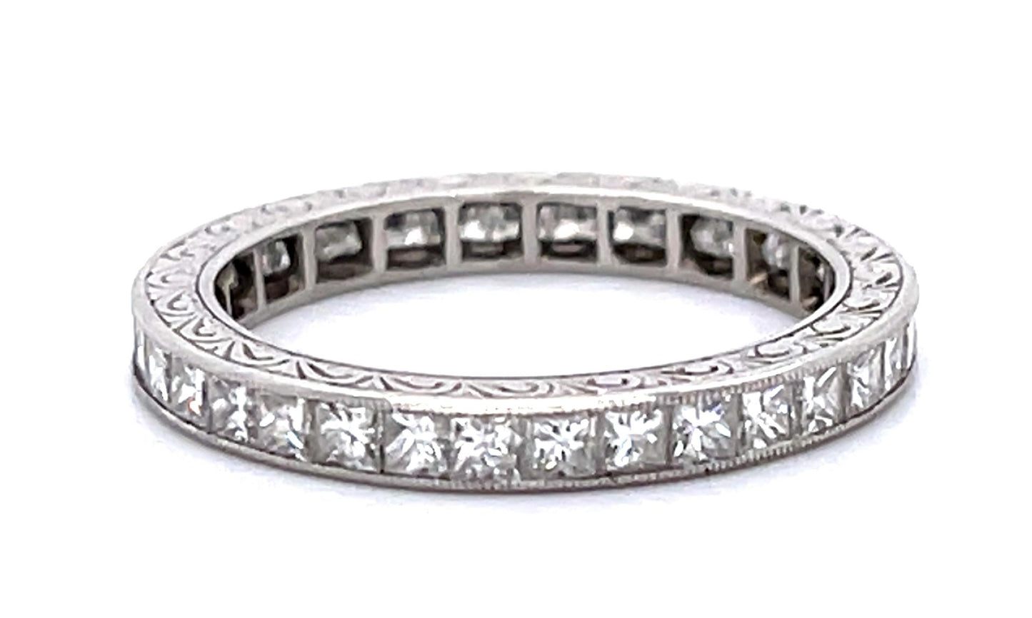 1.85ct Princess Diamond PT Handmade Band 3.17g 6 Size