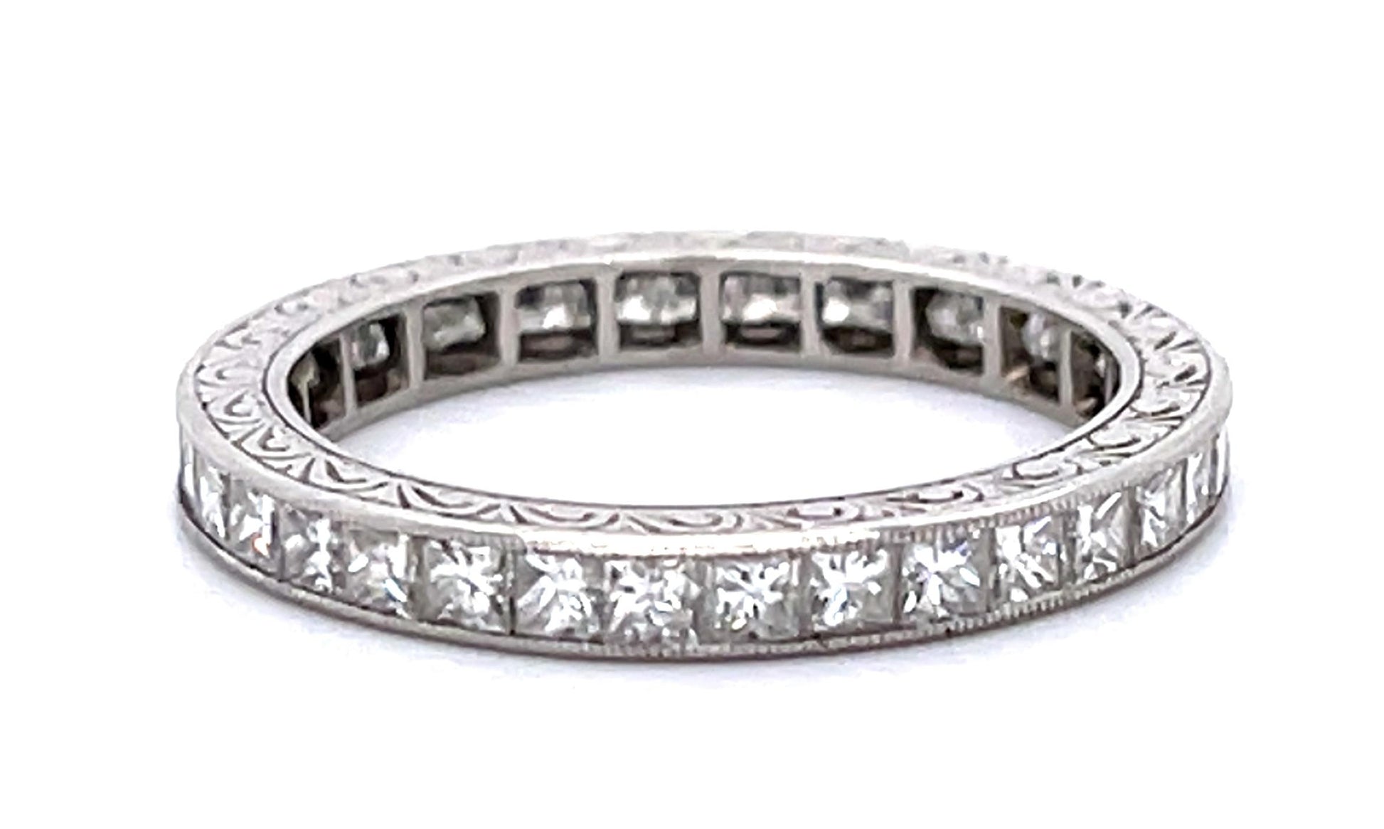 1.85ct Princess Diamond PT Handmade Band 3.17g 6 Size