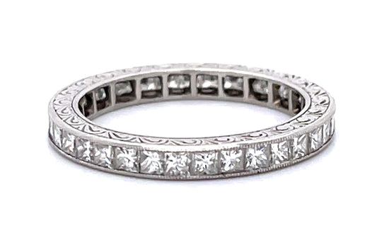 1.85ct Princess Diamond PT Handmade Band 3.17g 6 Size