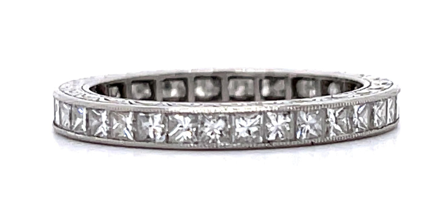 1.85ct Princess Diamond PT Handmade Band 3.17g 6 Size