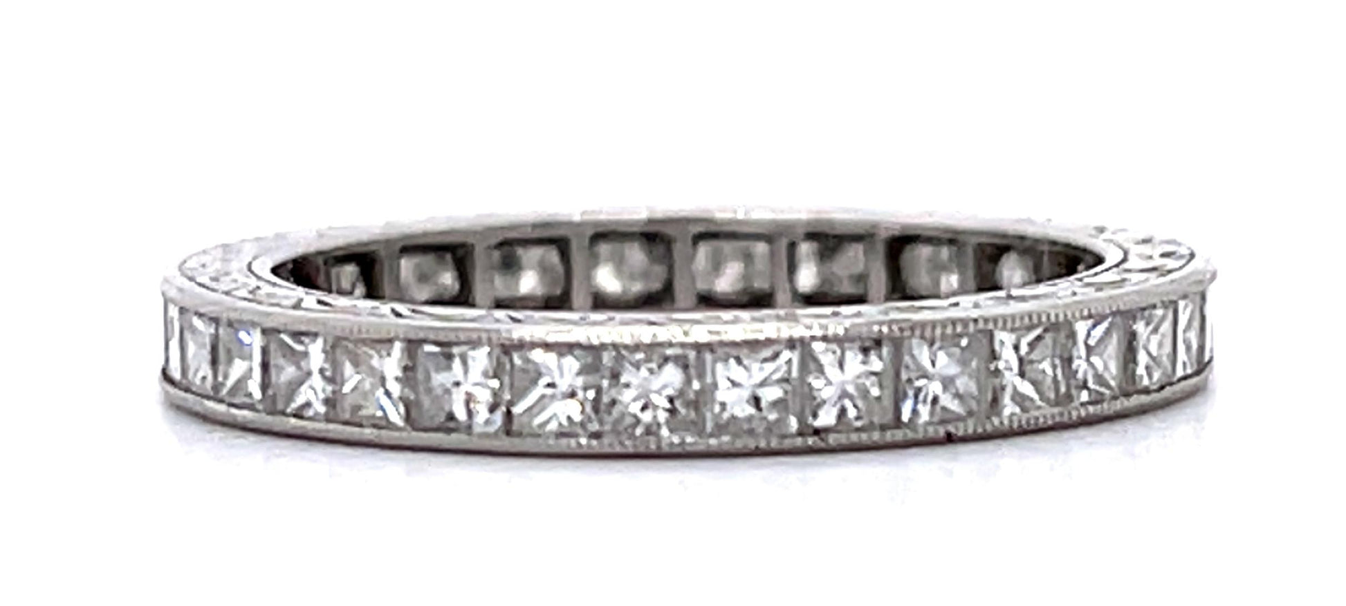 1.85ct Princess Diamond PT Handmade Band 3.17g 6 Size