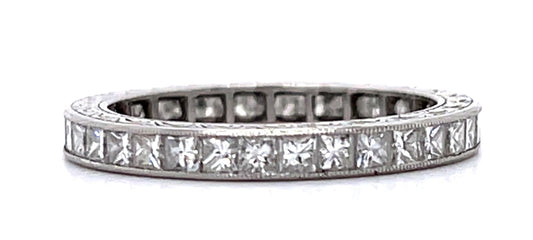 1.85ct Princess Diamond PT Handmade Band 3.17g 6 Size