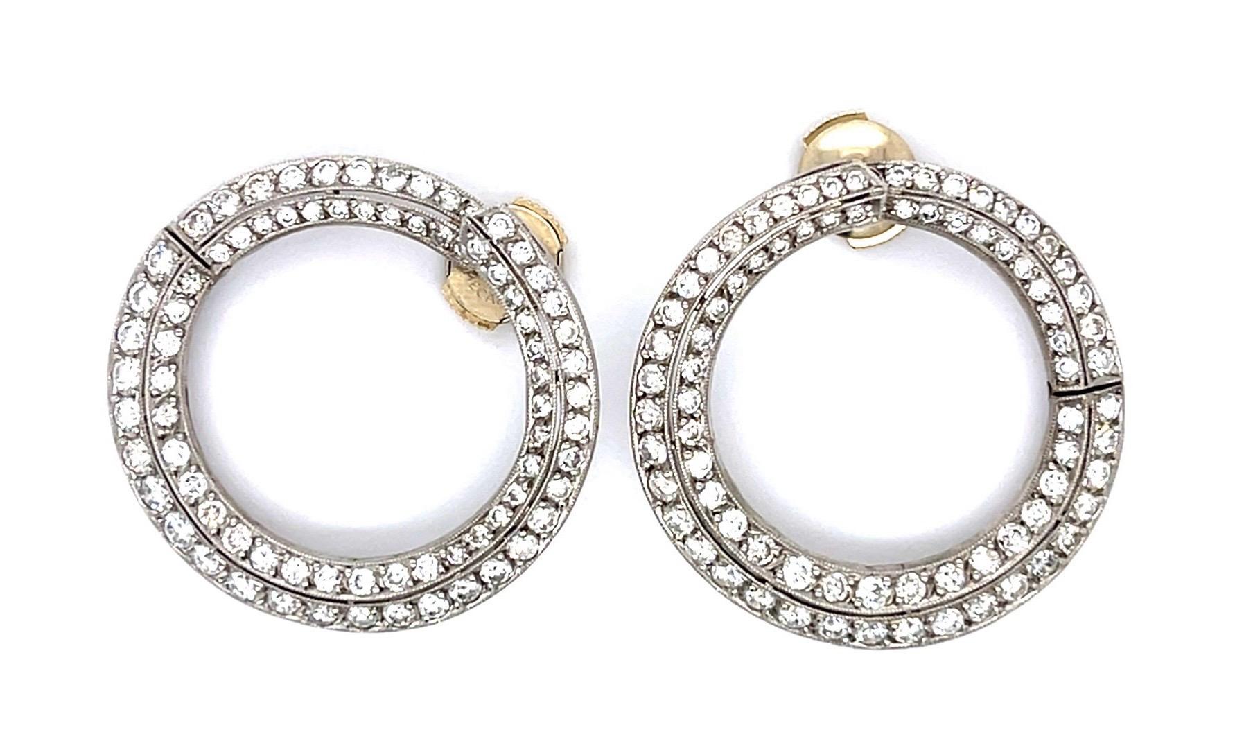 4.60ct Diamond PT Handmade Hoop Earrings