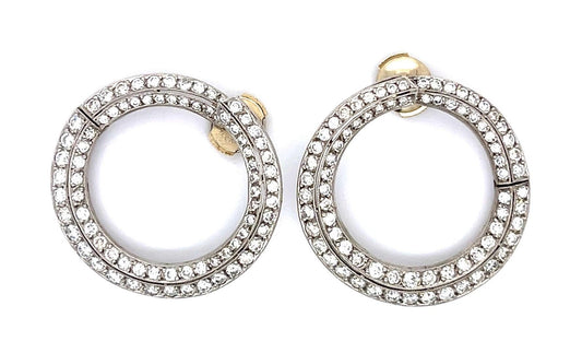 4.60ct Diamond PT Handmade Hoop Earrings