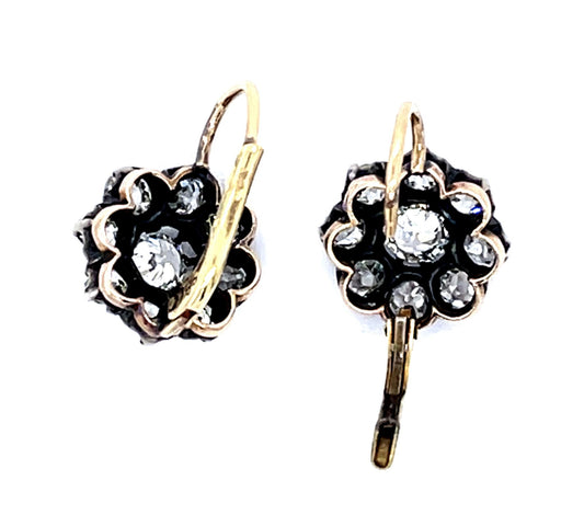 .60ct Old European Diamond Centers Silver+18KY Earrings 2.26ct SD