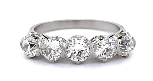 Art Deco 1.25ct Diamonds Platinum Handmade Ring (Vintage 1930s) 4.71g 6 Size
