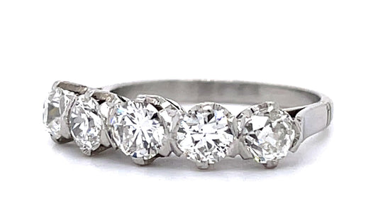 Art Deco 1.25ct Diamonds Platinum Handmade Ring (Vintage 1930s) 4.71g 6 Size