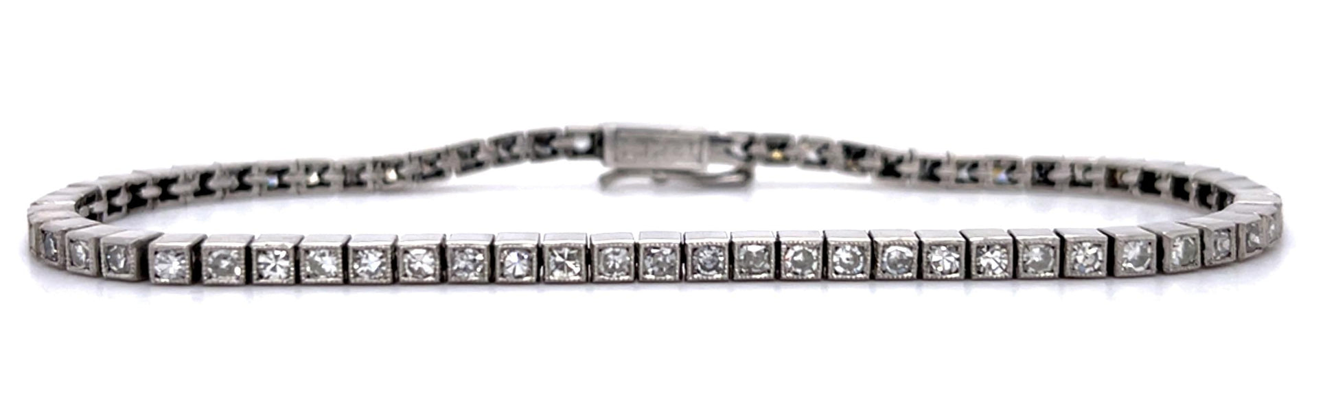 2.12ct Diamond Platinum Handmade Tennis Bracelet