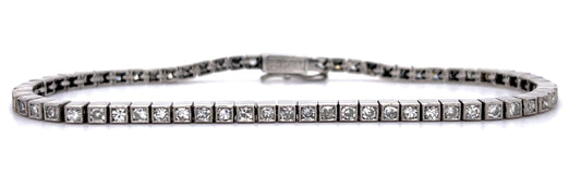2.12ct Diamond Platinum Handmade Tennis Bracelet