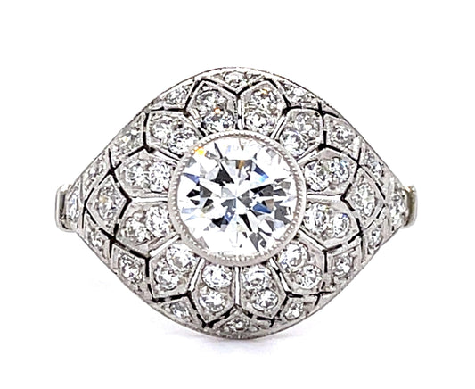 1.16ct Round Diamond PT Handmade Ring