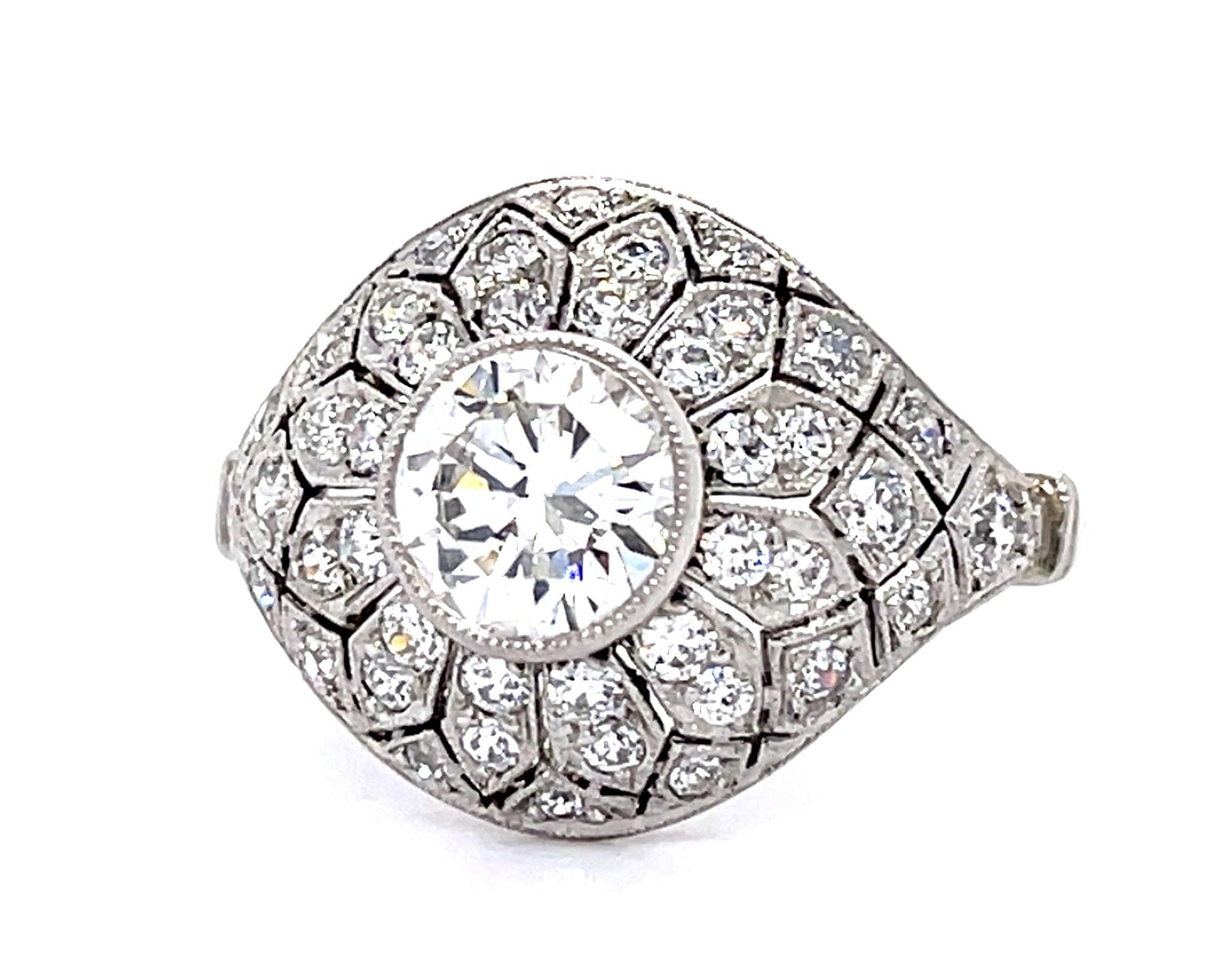 1.16ct Round Diamond PT Handmade Ring