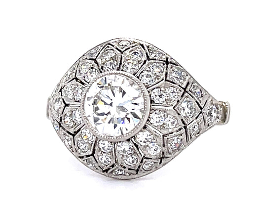 1.16ct Round Diamond PT Handmade Ring